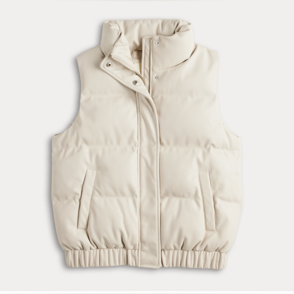 Madden Girl Cream Puffer Vest Quilted Sleeveless Jacket Neutral Size Large